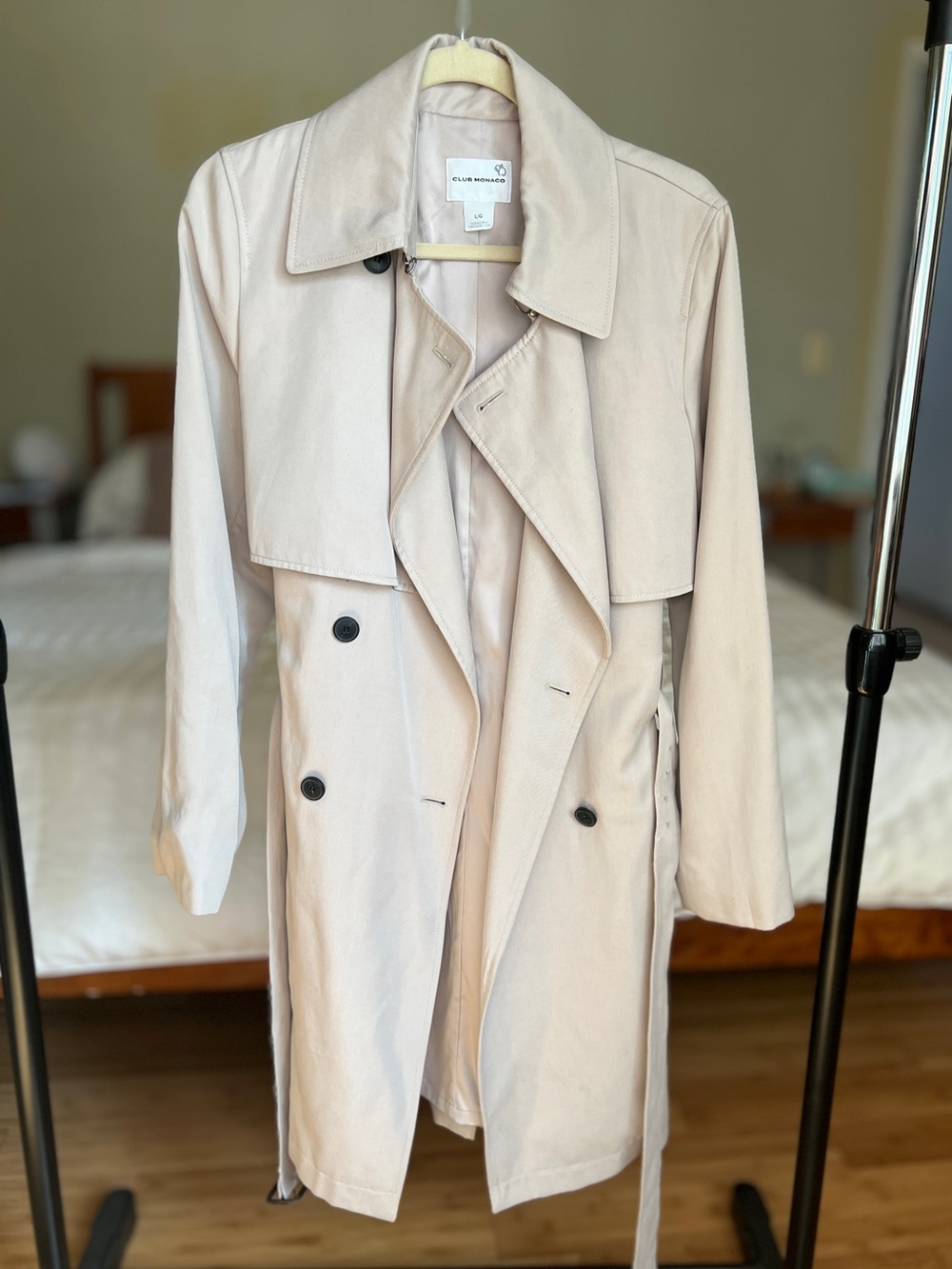 Club Monaco Light Khaki Double-Breasted Trench Coat